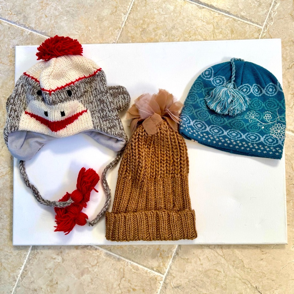 Set of three (3) beanies (ski hats).